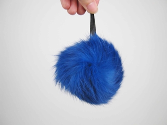 Dyed Blue Czech Rabbit Fur Pompom rabbit fur pompoms, rabbit fur pom poms