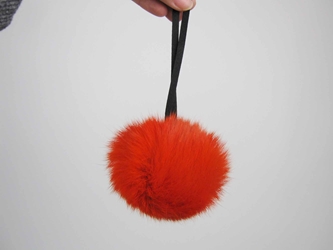 Dyed Red Czech Rabbit Fur Pompom rabbit fur pompoms, rabbit fur pom poms