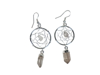 Silver Color Web with Quartz Point Earrings 