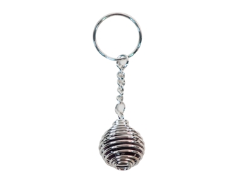 Caged Tumbled Stone Keychain: Amethyst 