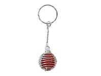 Caged Tumbled Stone Keychain: Carnelian 