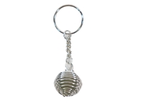 Caged Tumbled Stone Keychain: Green Aventurine 