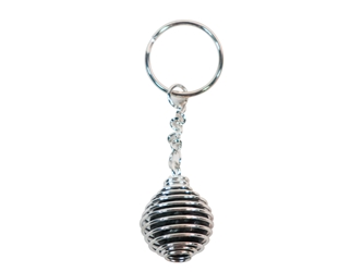 Caged Tumbled Stone Keychain: Larvikite 