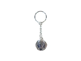 Caged Tumbled Stone Keychain: Lapis Lazuli 