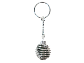 Caged Tumbled Stone Keychain: Moss Agate 