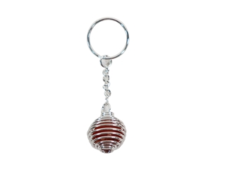 Caged Tumbled Stone Keychain: Red Aventurine 