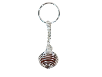 Caged Tumbled Stone Keychain: Red Jasper 