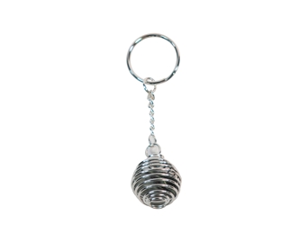 Caged Tumbled Stone Keychain: Serpentine 