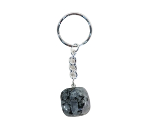 Tumbled Stone Keychain: White Rainbow Moonstone 