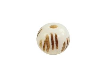 Etched Round Bone Bead: Style D: ~0.5" (100 pcs) bone beads