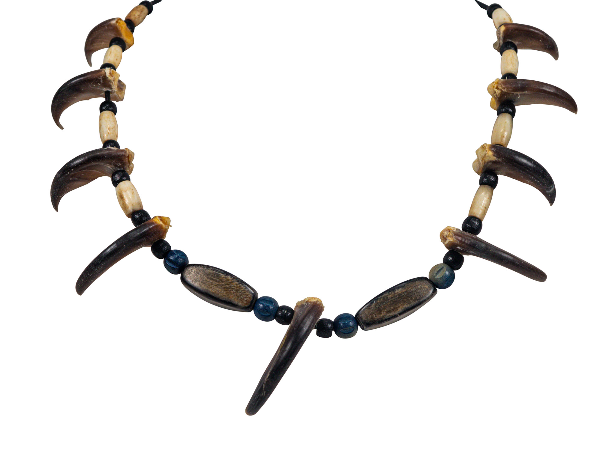 Black Bear Claw Necklace with Turquoise and Heishi and Fetish Beads