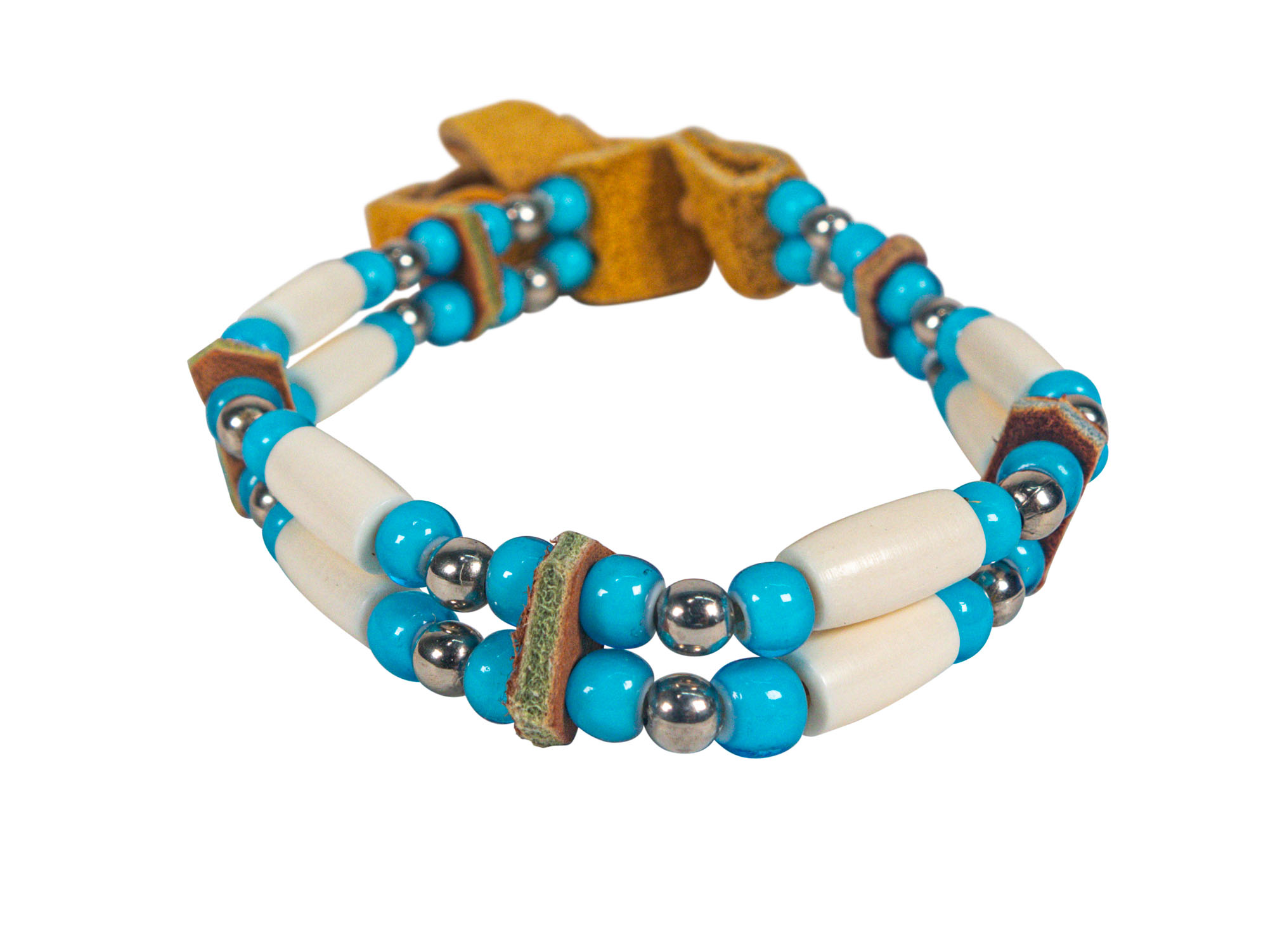 Iroquois Bone Anklet Bracelet: Turquoise