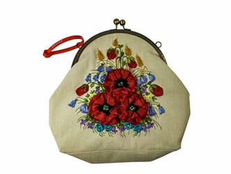 Hand Embroidered Burlap Handbag: Gallery Item 